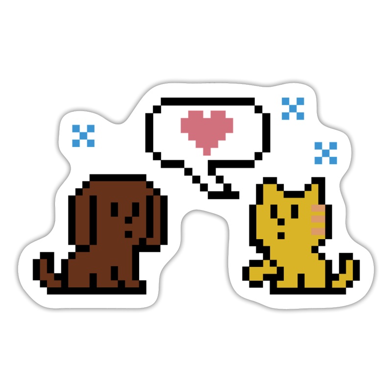 8-Bit Dog & Cat Sticker white matte 4 x 4″