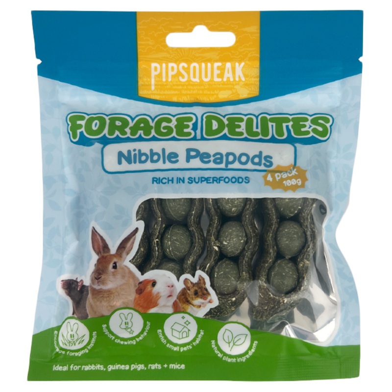 PIPSQUEAK FORAGE DELITES NIBBLE PEAPODS 4 PACK