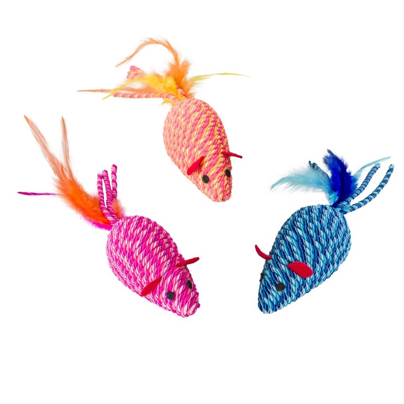 SPOT Elasteeez Mouse with Feathers Cat Toy