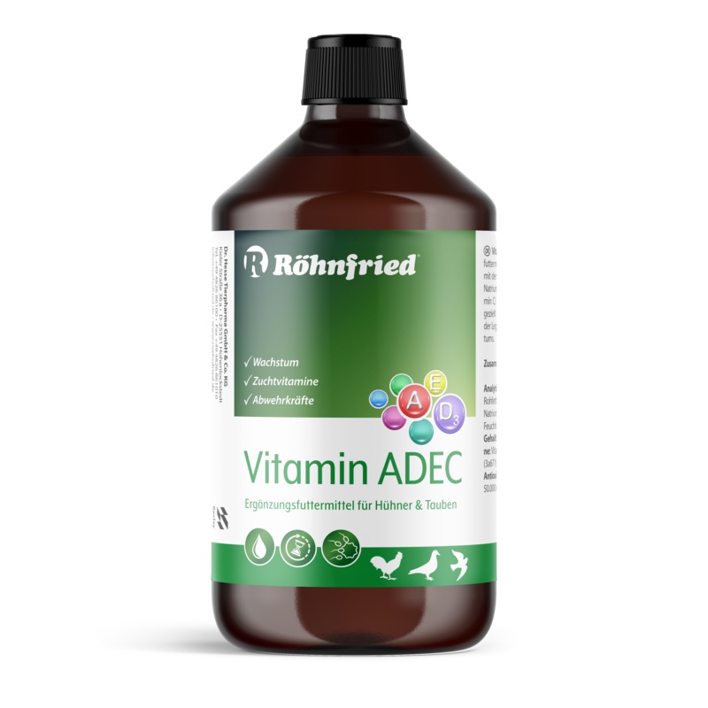 1000ml Vitamin ADEC (Rohnfried) Avian Vitamins for Chickens, Pigeons & Poultry