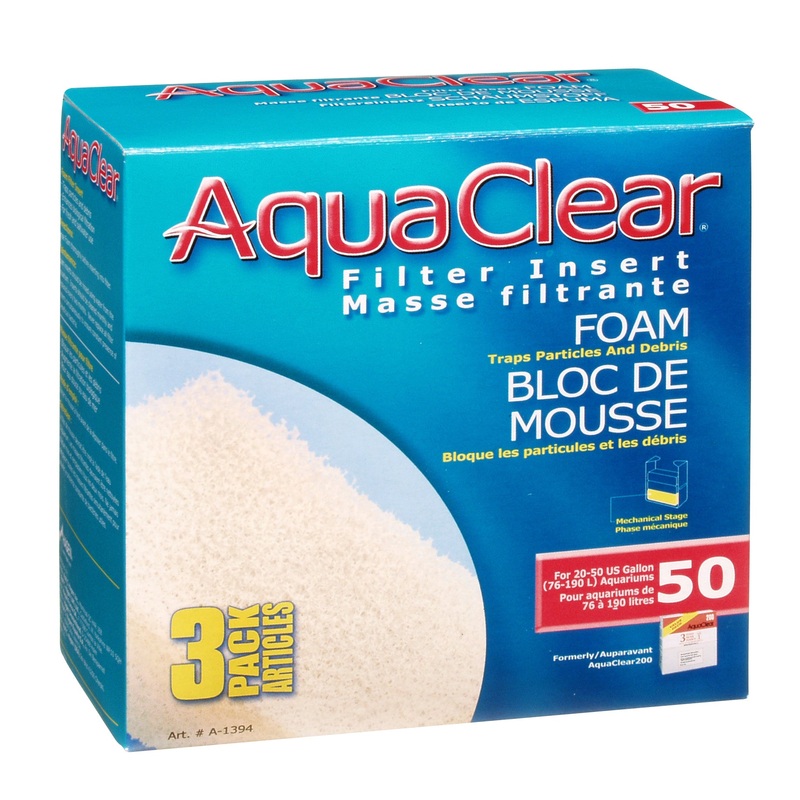 Fluval AquaClear 50 Backfilter Foam Filter Insert 3/pk