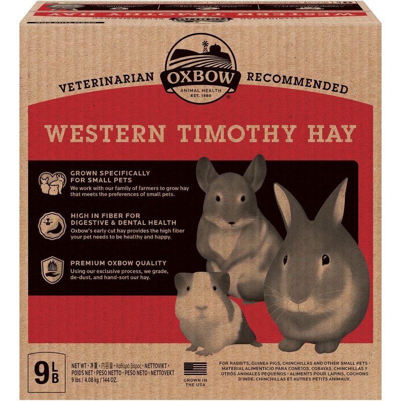 Oxbow Animal Health Western Timothy Hay All Natural Hay for Rabbits, Guinea Pigs, Chinchillas, Hamsters & Gerbils, 9 lbs