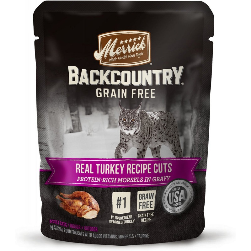 Merrick Backcountry Grain Free Real Turkey Cuts Recipe Cat Food Pouch