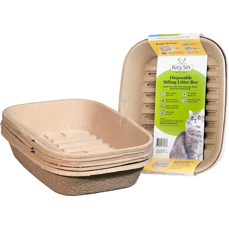 Kitty Sift Disposable Cat Litter Box Kit – Large, 6-Set Kit