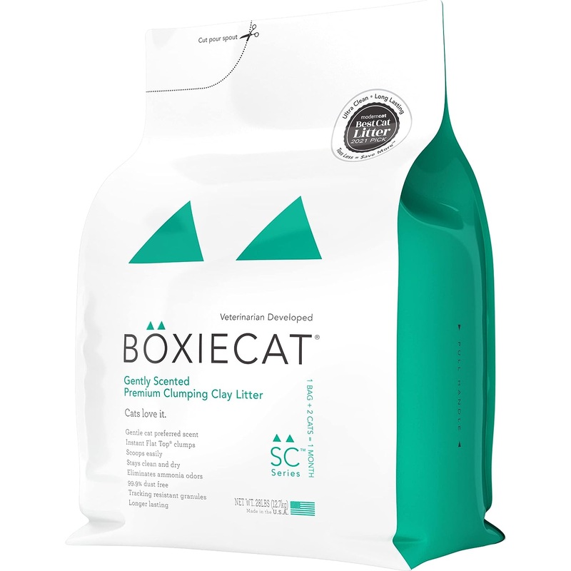 Boxiecat Premium Clumping Clay Cat Litter, Gently Scented, 28 lbs