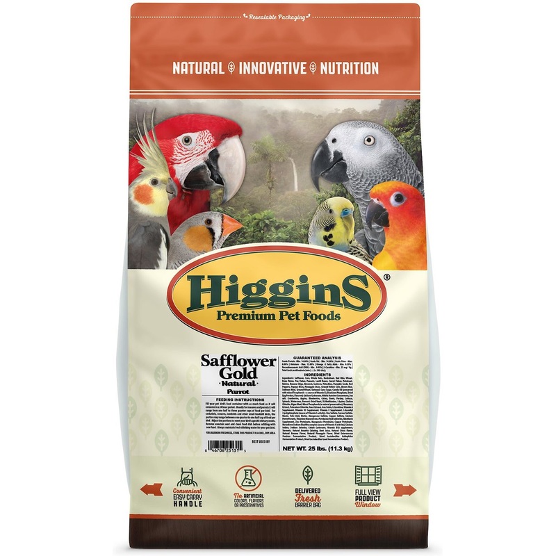 Higgins Safflower Gold Parrot Food, 25 lbs