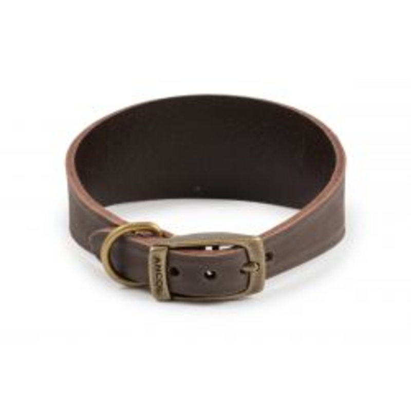 Ancol Timberwolf Whippet Leather Collar, 30-34cm 2 S