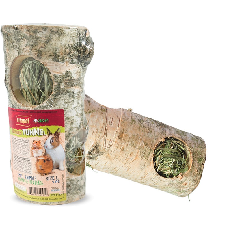 A&E Cage Co  Wooden Tunnel with Hay – Large