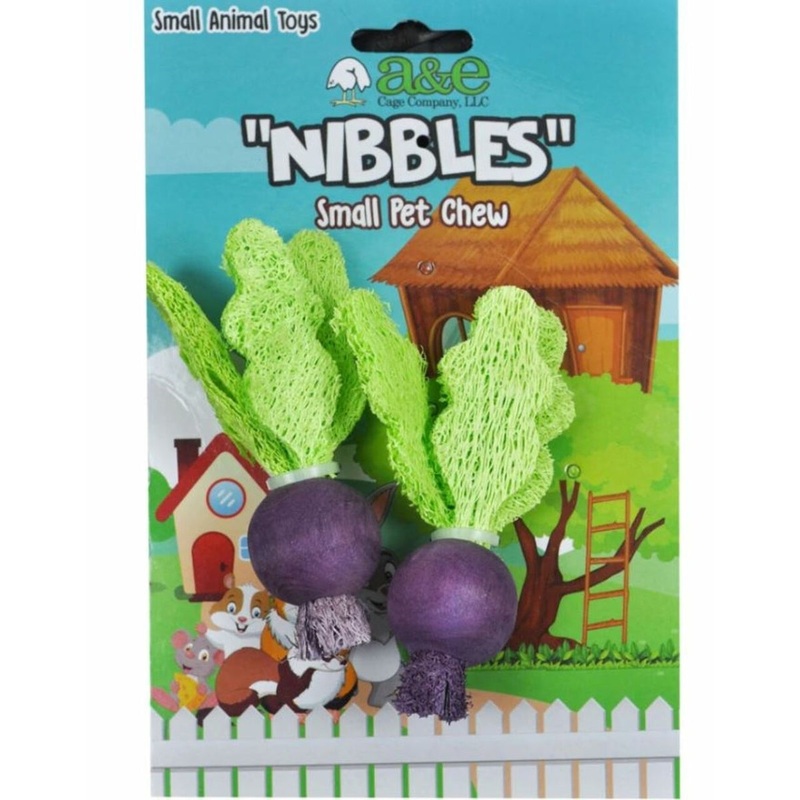 A&E Cage Co Nibbles Turnip Loofah Chew Toys with Wood